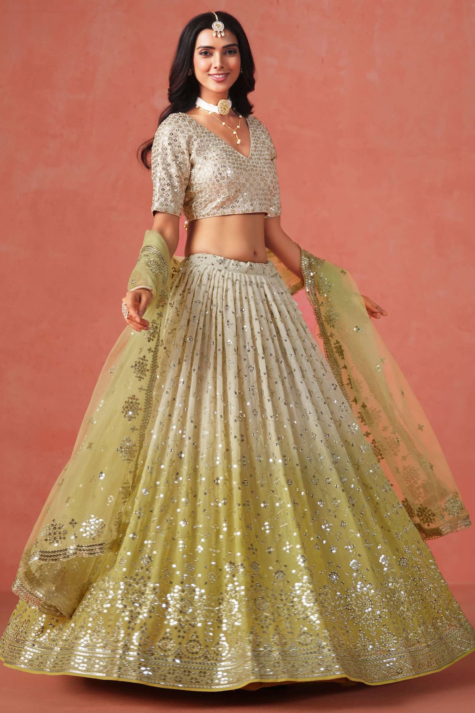 Designer Georgette Lehenga Choli For Indian Ethnic Wear With Net Dupatta