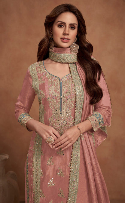 Indian Wedding Palazzo Suit Set With Embroidered Dupatta Ready To Wear Dress