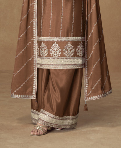 Brown Designer Wedding Function Party Dress 