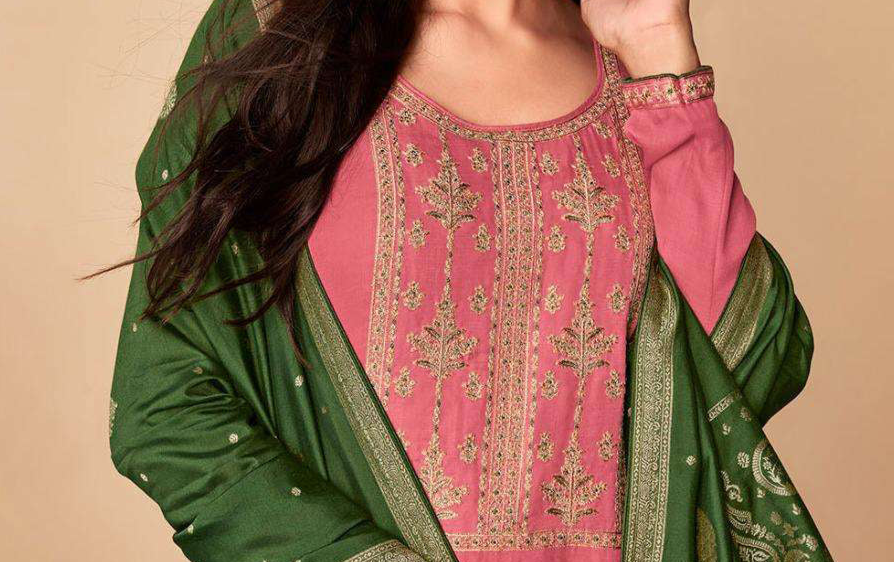 Premium linen silk salwar kameez with embroidery detail