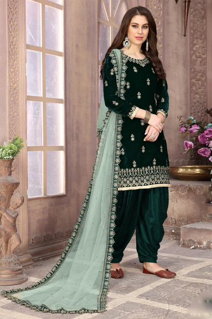 Dark green patiala suit front view