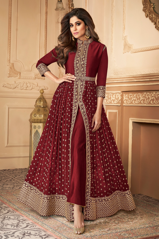 Anarkali Suits Georgette Stitched Gown With Dupatta For Function Party Wear Dress