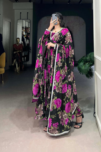 Wedding Designer Purple Anarkali Party Wear Traditional Gown With Dupatta Suit