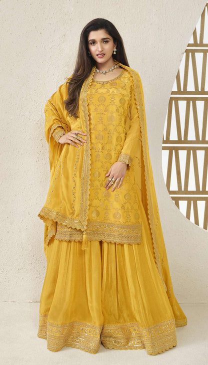 Ethnic Style Party Outfit Embroidered Palazzo Suit 