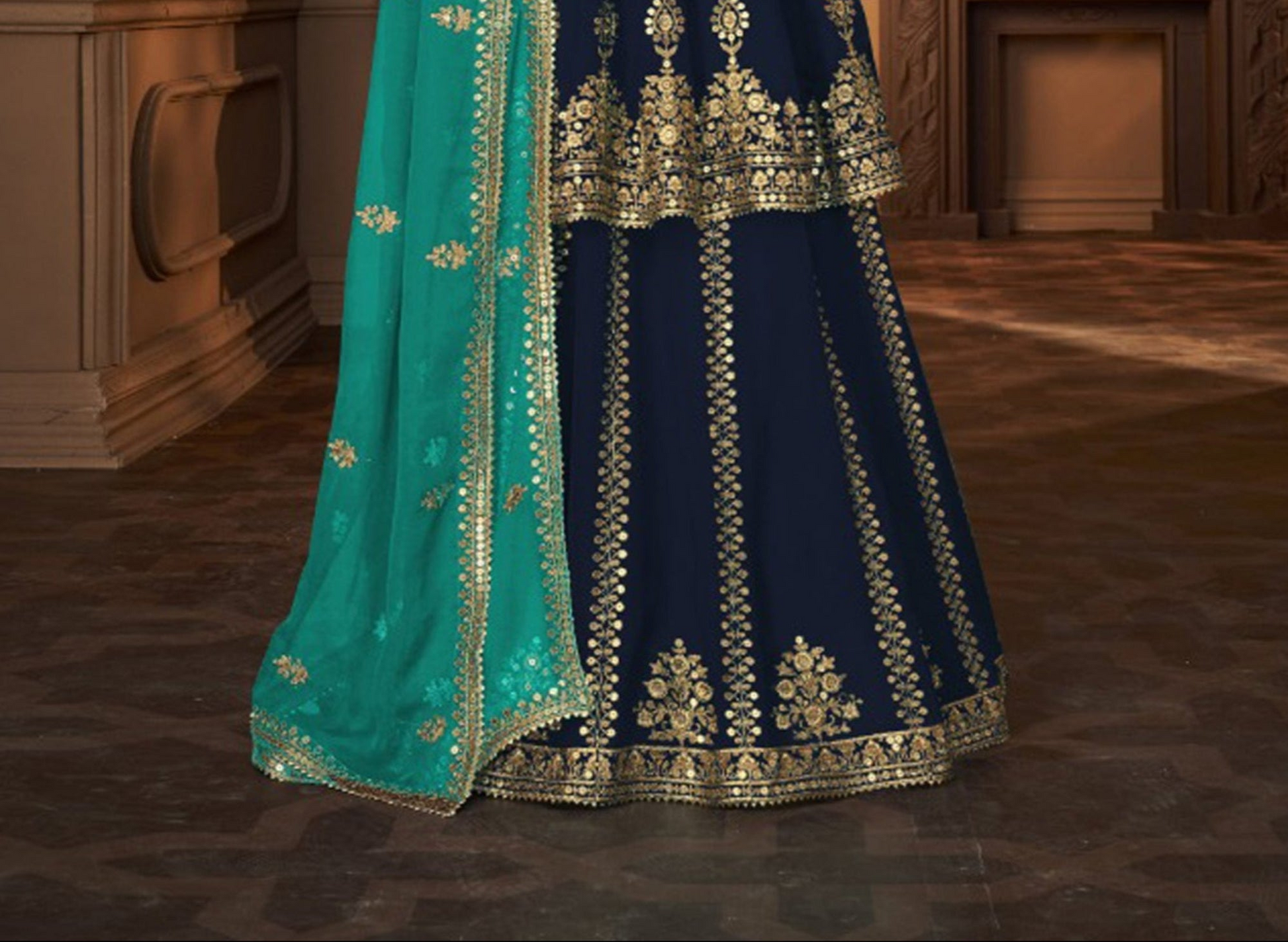 "Desi lehengas for American celebrations." 