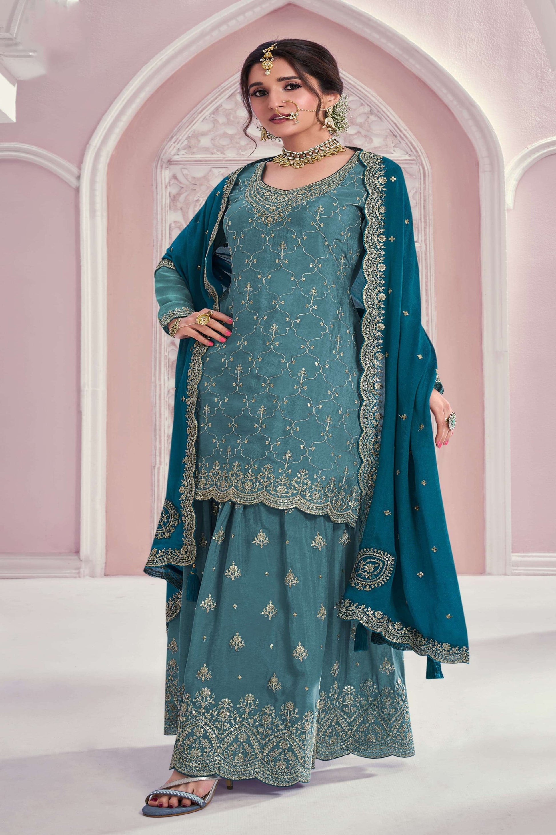 Pakistani Indian Wedding Function Palazzo Suit 