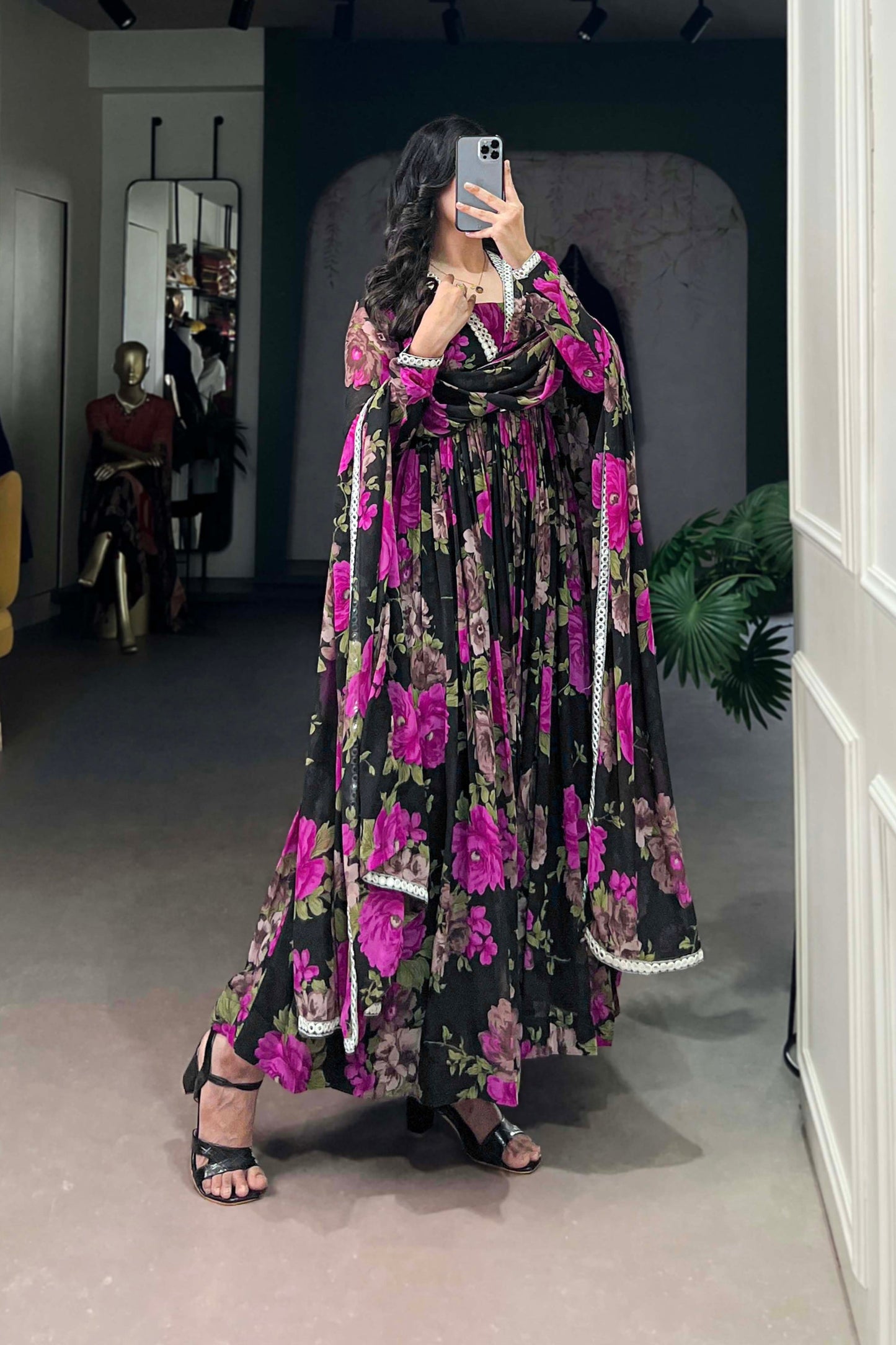 Wedding Designer Purple Anarkali Party Wear Traditional Gown With Dupatta Suit 