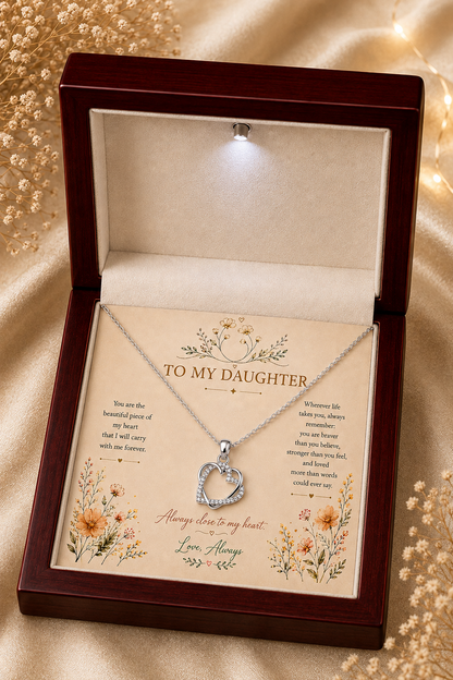 Meaningful daughter jewelry with floral message card