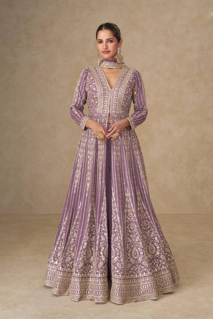 Indian anarkali gown showing full flare silhouette