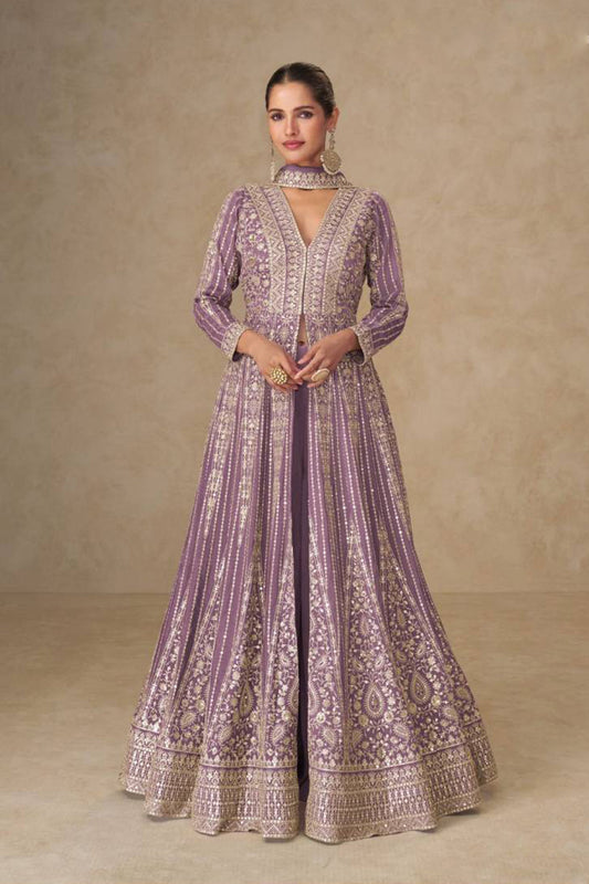 Indian anarkali gown showing full flare silhouette