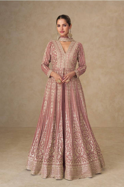 Anarkali suit in baby pink with Pakistani design