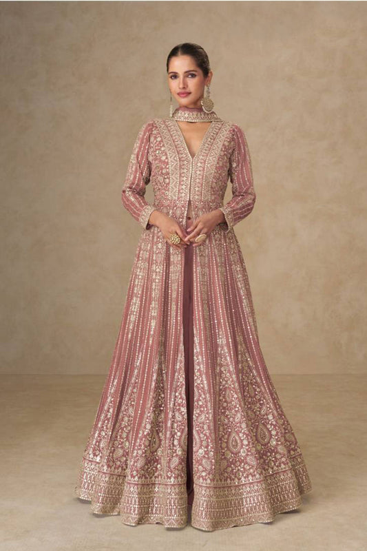 Anarkali suit in baby pink with Pakistani design