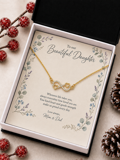 To our beautiful daughter necklace with heartfelt wherever life takes you message