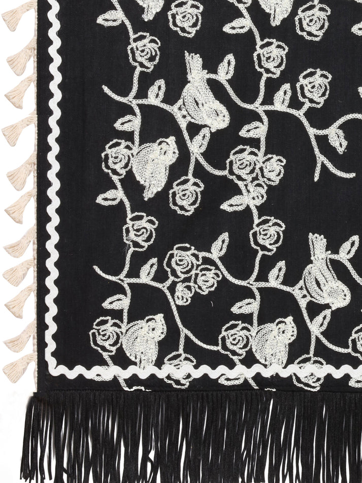 black khadi cotton bridal dupatta detail