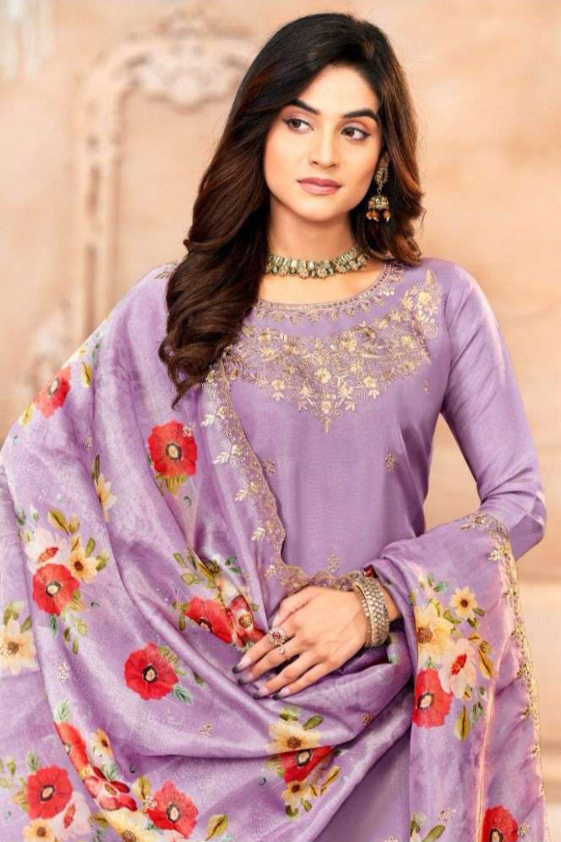 Lavender cotton salwar kameez set styled for UK fashion buyers