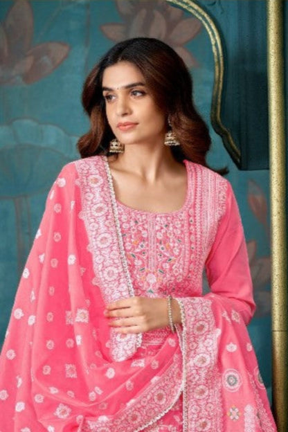 Light pink cotton shalwar kameez with Bandhani printed design.