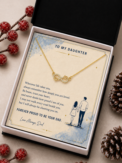Daughter necklace with Forever Proud to Be Your Dad emotional message card