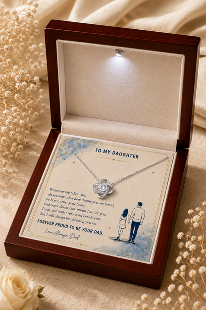 Daughter necklace with clear stone-style center