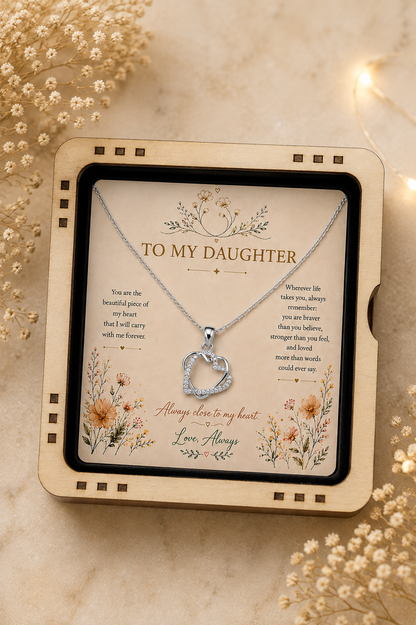 Daughter keepsake necklace with emotional message card