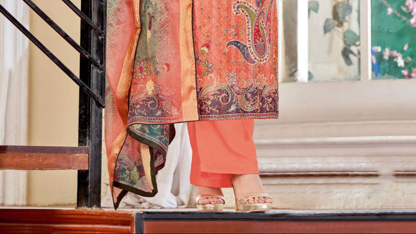 Box pallu dupatta with jacquard print and piping lace