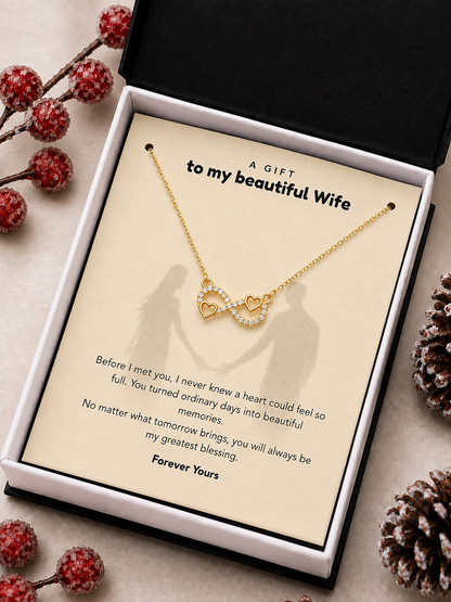 Elegant infinity heart pendant necklace gift for beloved wife