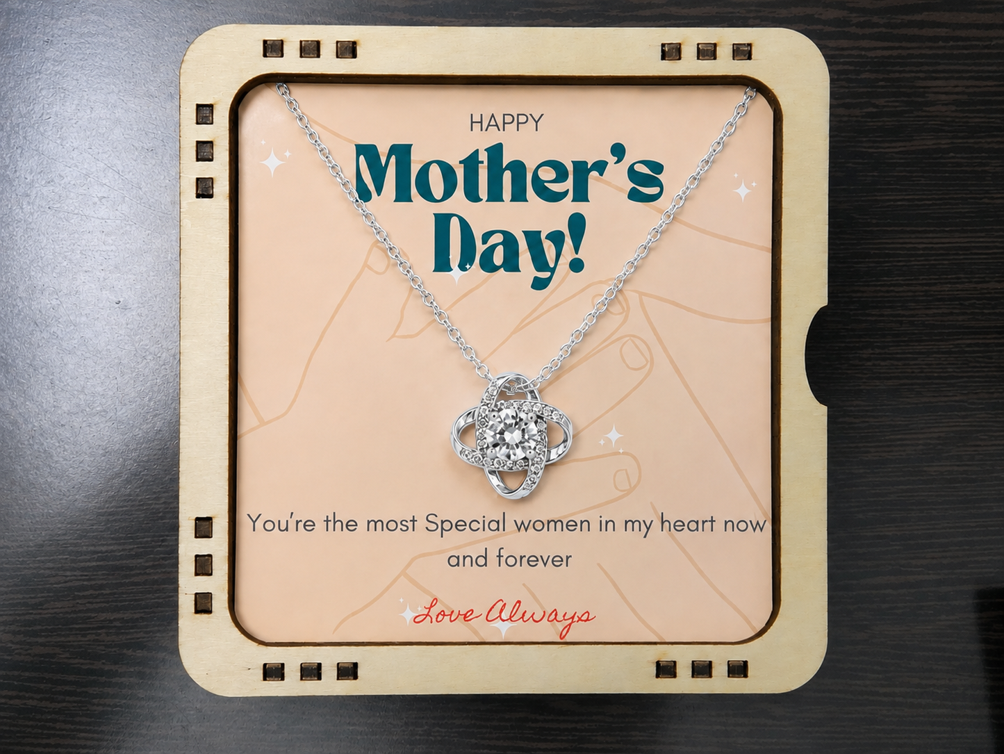 Elegant pendant necklace gift for mother with emotional card