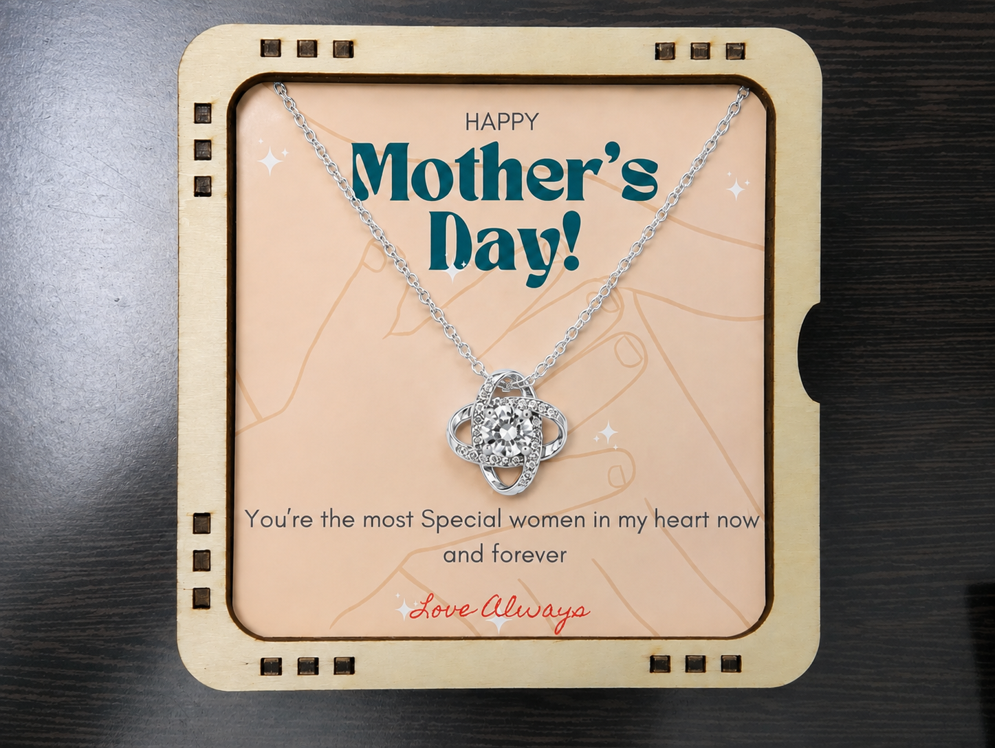 Elegant pendant necklace gift for mother with emotional card