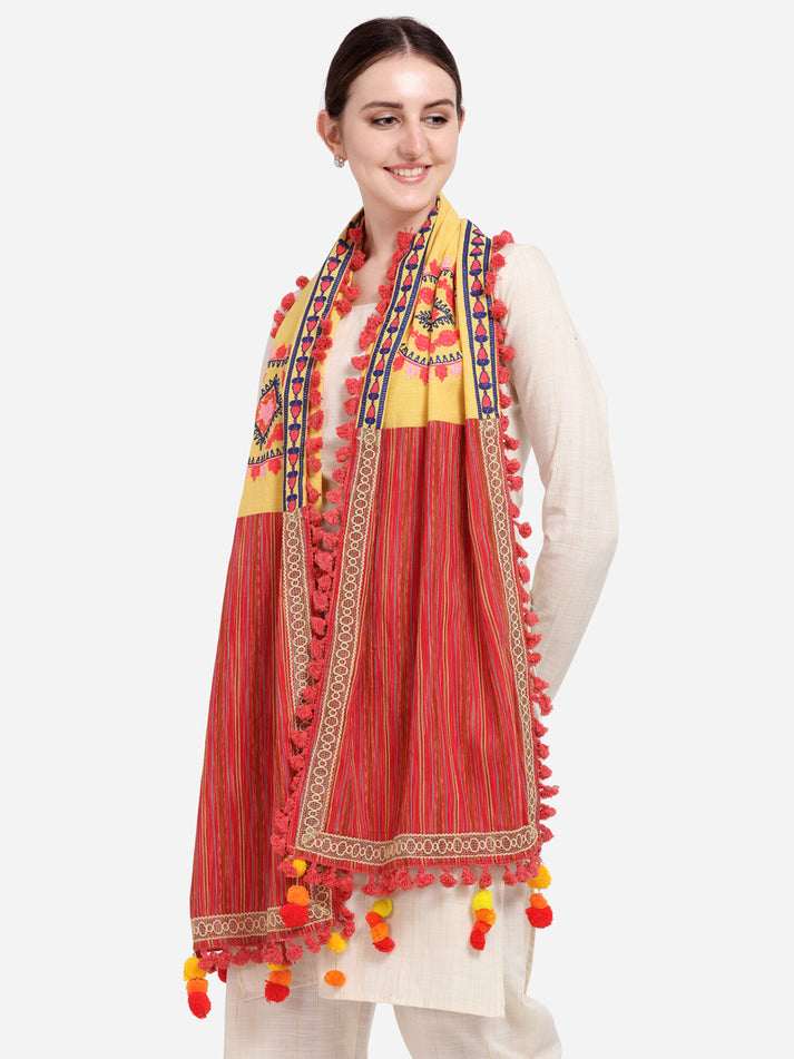 Premium red dupatta fabric detail from digital catalogue