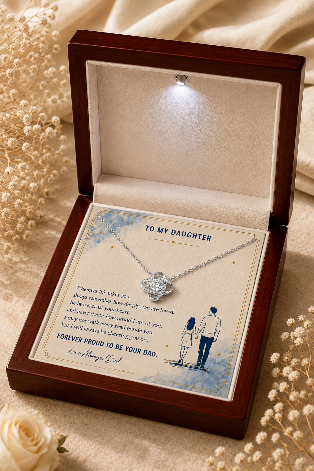 Silver-tone interlocking pendant with matching chain