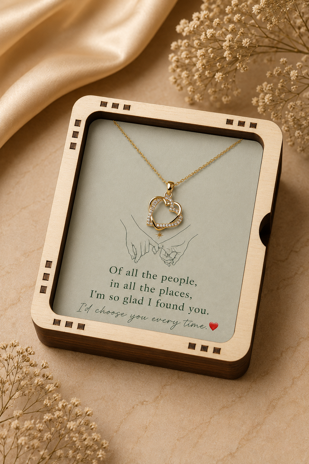 Gold-tone and silver-tone heart pendant necklace gift options