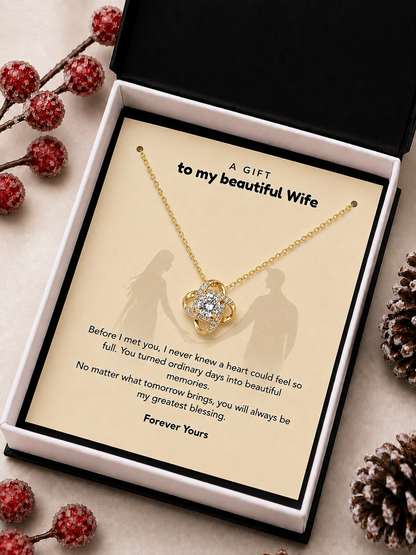 Gold-tone and silver-tone wife pendant necklace gift presentation