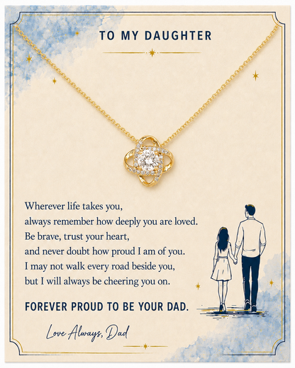 Gold-tone daughter pendant necklace with clear center accent
