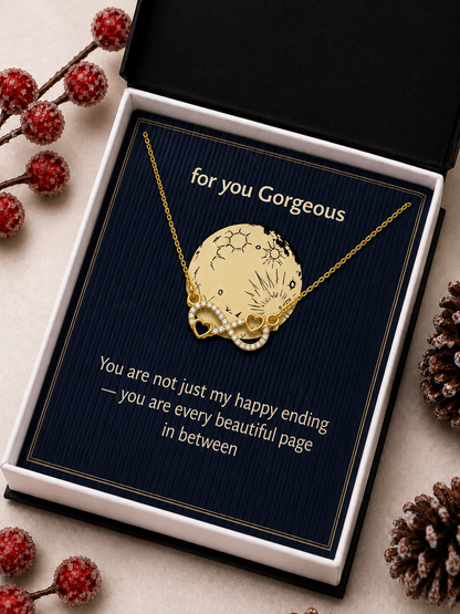 Gold-tone heart infinity pendant necklace for a meaningful romantic gift