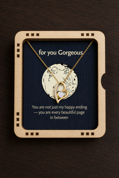 Gold-tone alloy heart pendant gift set with heartfelt message card