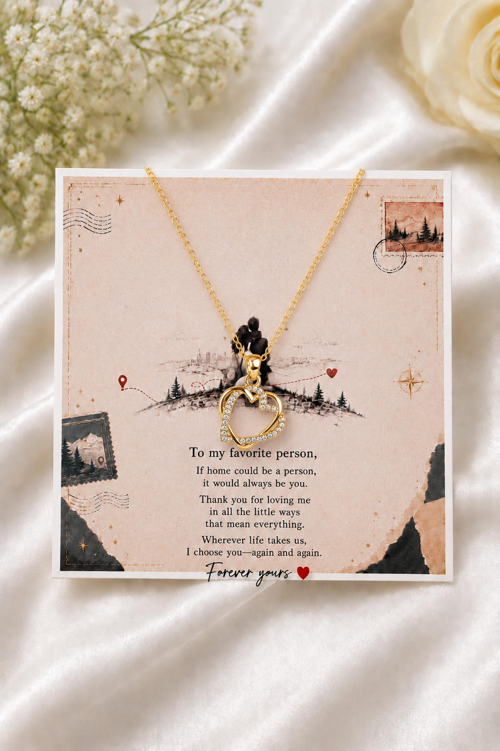 Gold-tone heart pendant necklace gift for a special person