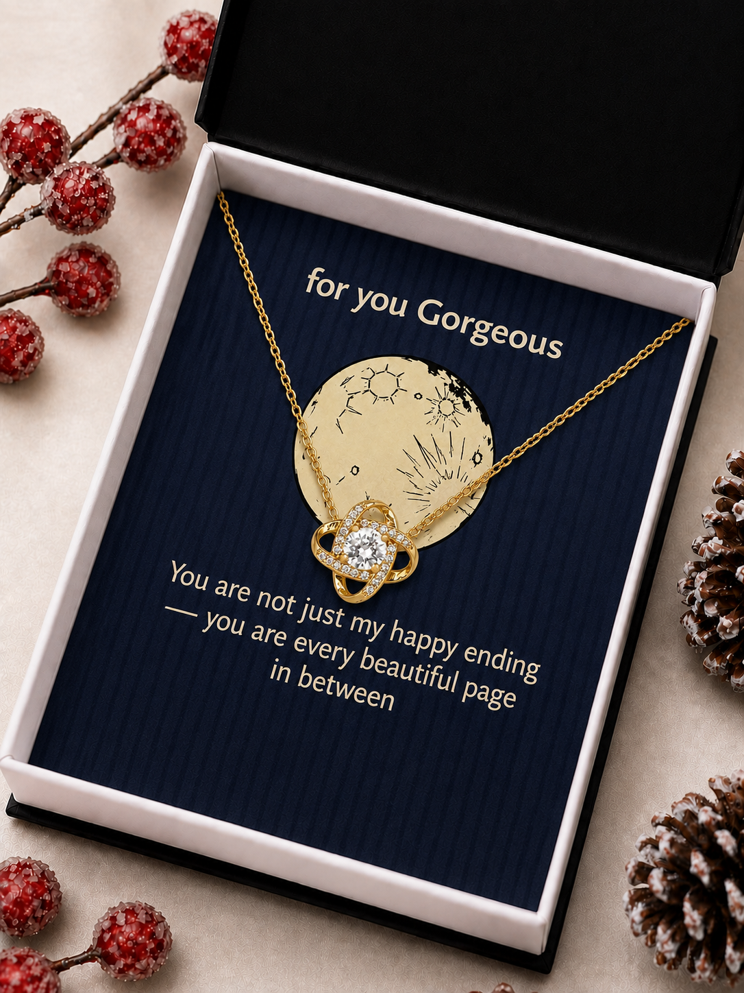 Gold-tone pendant necklace in premium presentation box