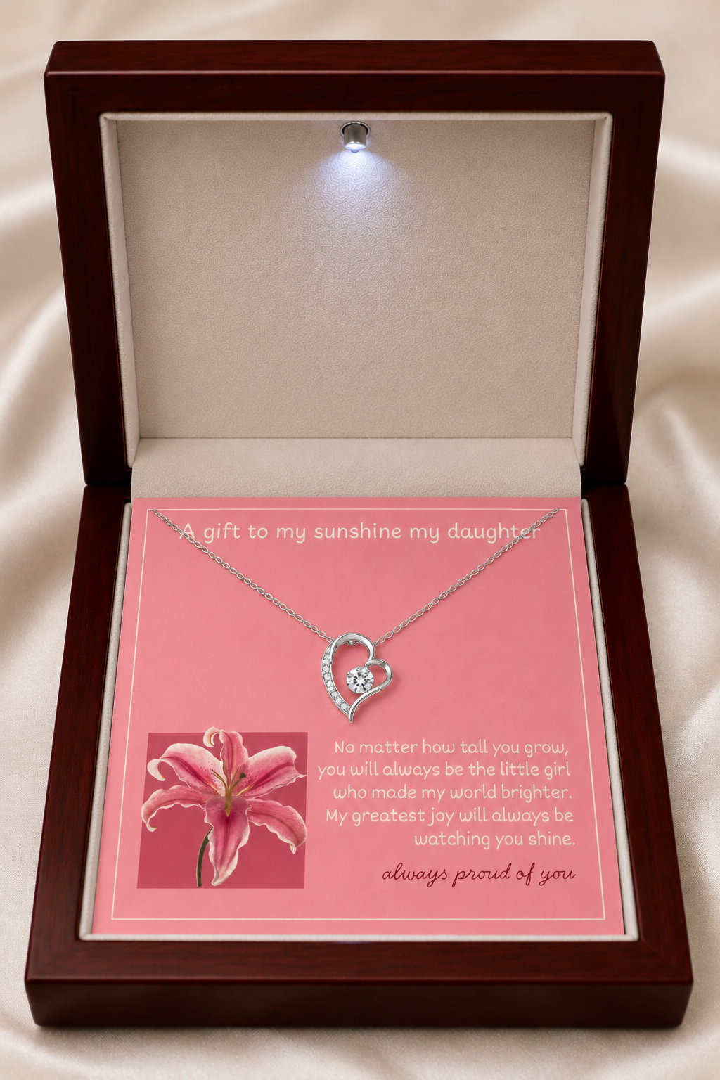 Silver-tone heart pendant gift for daughter keepsake jewelry