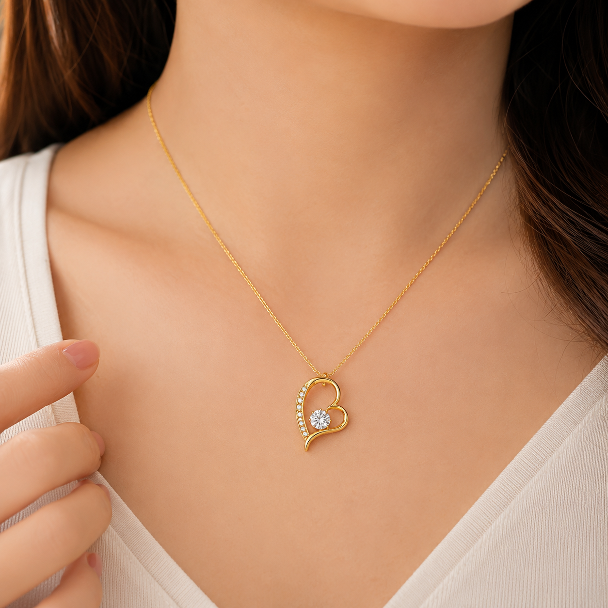 Love-themed jewelry gift with heartfelt message card