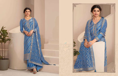 chinon chiffon dupatta draped over cyan salwar kameez