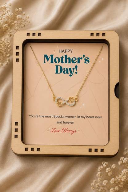 Infinity heart pendant necklace gift for Mom with sentimental message card