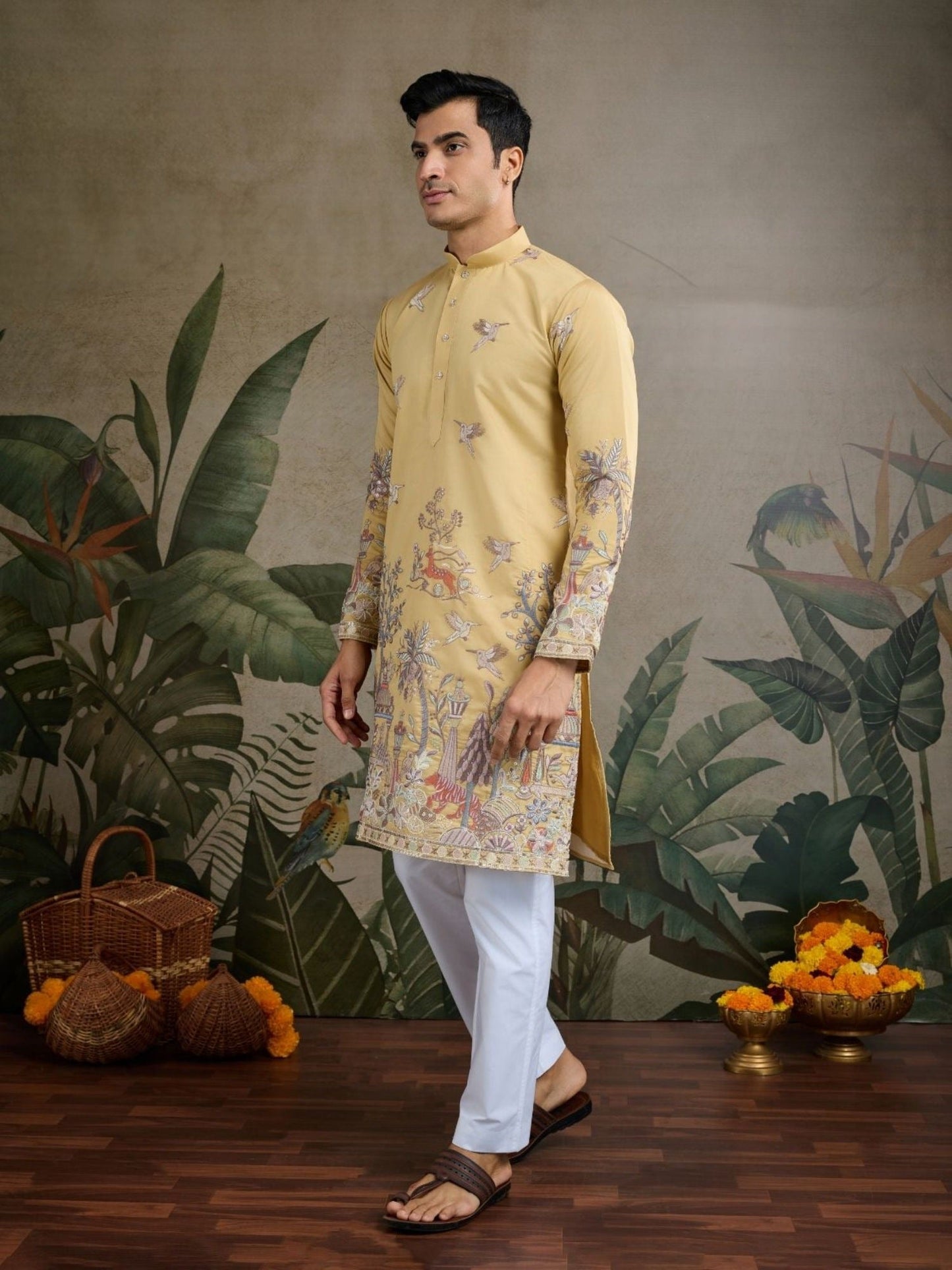 kurta dress men traditional indian attire studio shot 