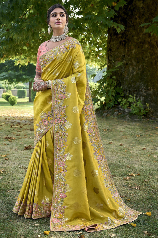 Yellow Saree brings sunshine and joy – ideal for Haldi, Eid, or summer events. 