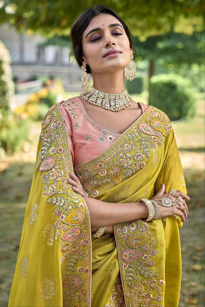 Yellow Saree brings sunshine and joy – ideal for Haldi, Eid, or summer events. 