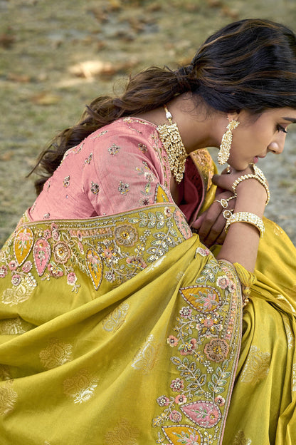 Yellow Saree brings sunshine and joy – ideal for Haldi, Eid, or summer events. 