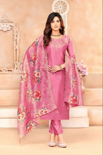 light pink cotton dresses front view with printed design