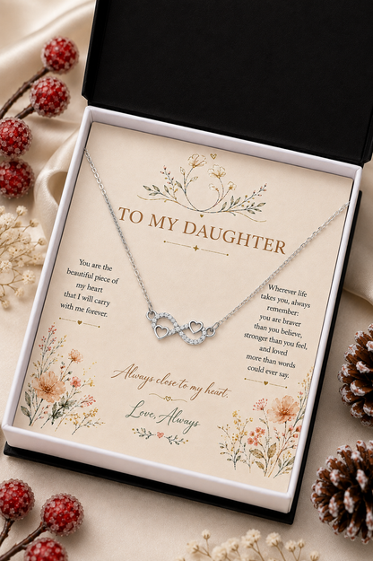Silver-tone little star necklace with heart infinity pendant and gift card