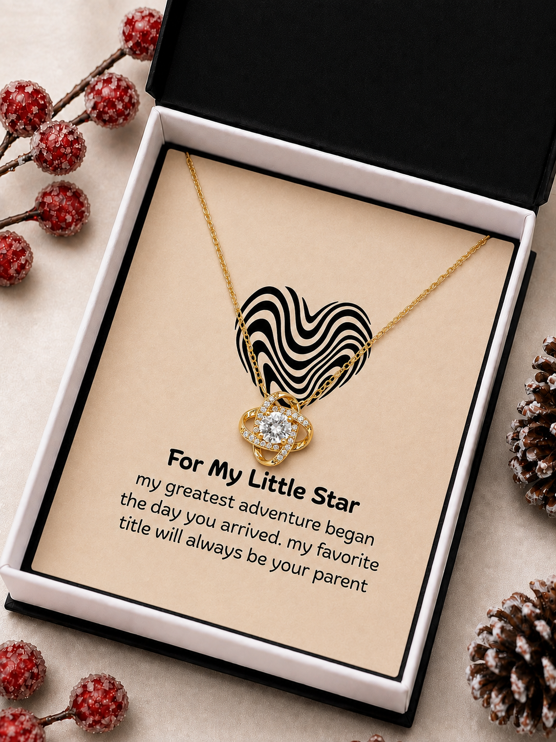 Meaningful heart necklace with emotional message card