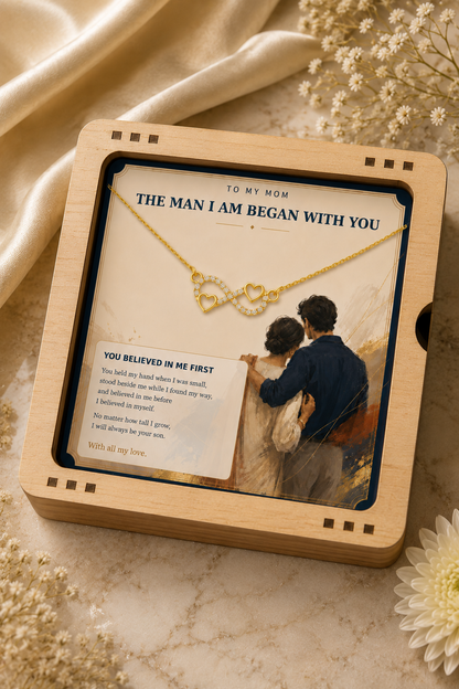 Meaningful mother son infinity heart necklace gift