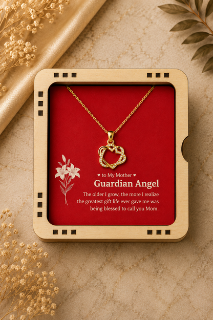 Mother necklace presented inside black jewelry gift box