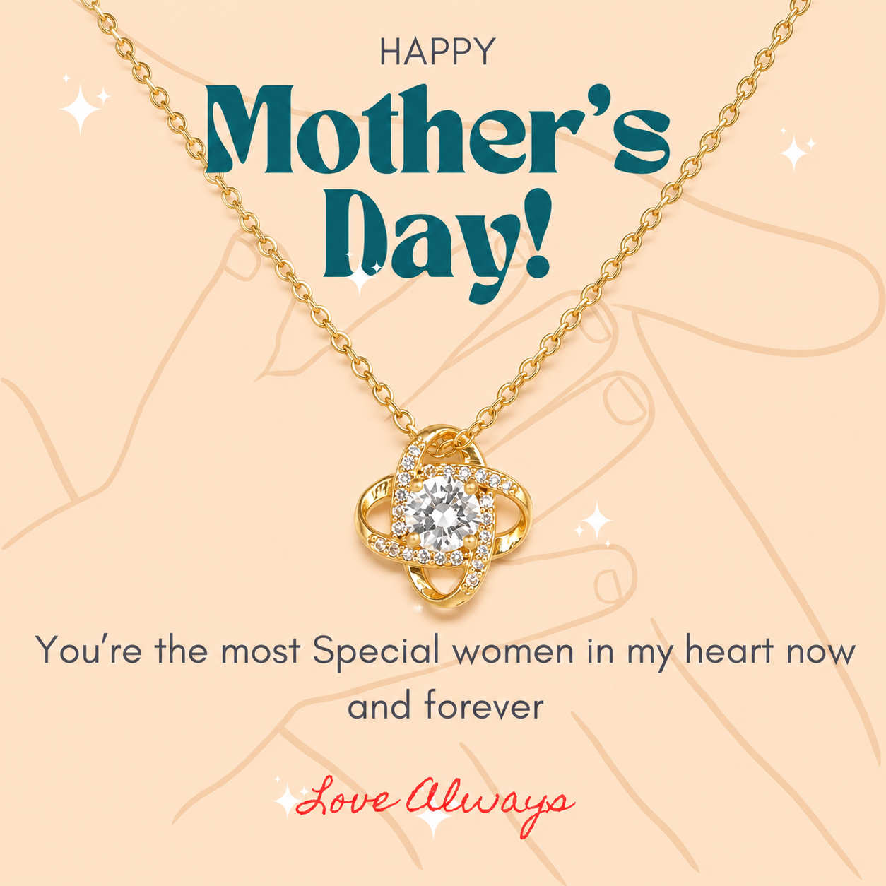 Mother's Day pendant necklace in luxury black gift box